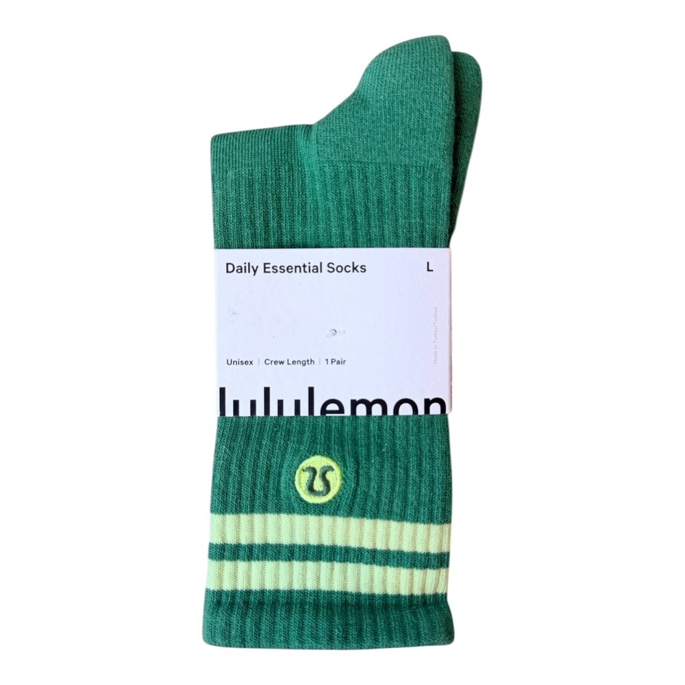 Lululemon Daily Essential Crew Socks Large Summer‎ Willow Crispin Green NWT